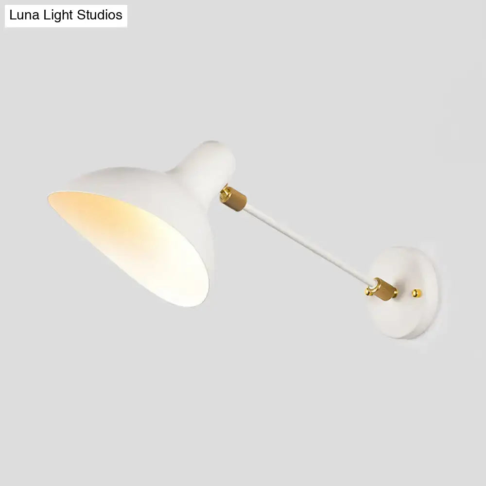 Modern white and gold wall mounted lamp with adjustable arm and brass accents for living room led incandescent fluorescent use