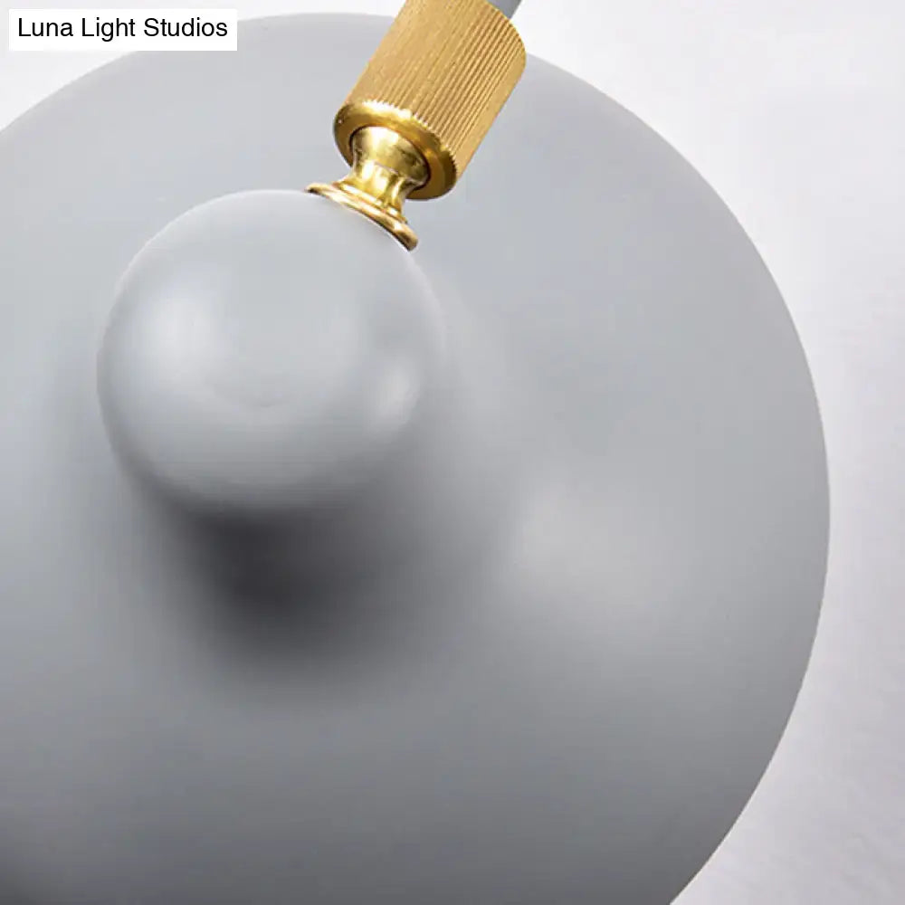 Modern white and gold wall mounted lamp with gray matte spherical lampshade for adjustable living room led lighting