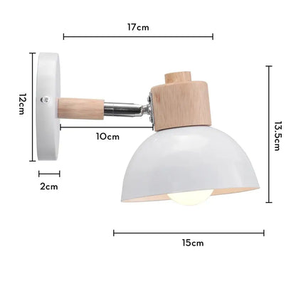 Modern white wall lamp with iron wood led wooden arm and base featuring a matte finish for bedroom decorbites iron wood