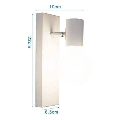 Modern white wall lamp with cylindrical shade and sleek iron wood led rectangular base for bedroom decorbites iron wood