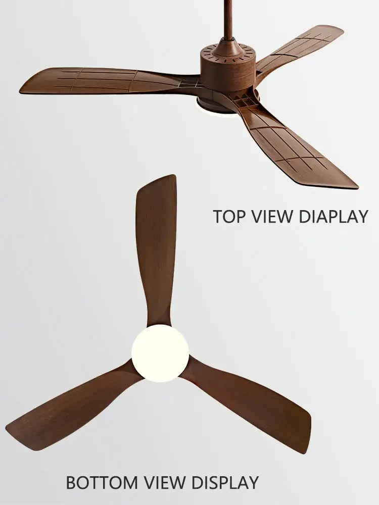 Modern white and wood blade dc ceiling fan with led light featuring brown wooden blades and central light fixture for bedroom