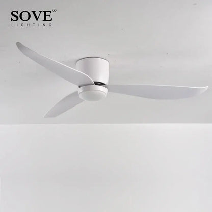 Modern white and wood led ceiling fan with sleek blades and integrated lighting remote control for bedroom decorbites led ceiling