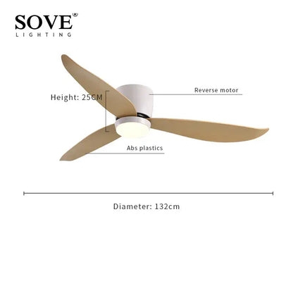 Modern white and wood led ceiling fan by sove with three light beige abs plastic blades and remote control decorbites led ceiling