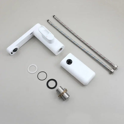 Modern white plastic kitchen sensor faucet with automatic sensor foam soap and integrated handle for bathroom sink mixer
