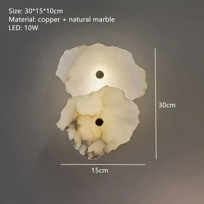 Modern white and black alabaster wall lamp with decorbites brass marble shades and warm 10w led glow for bedroom luxury sconce