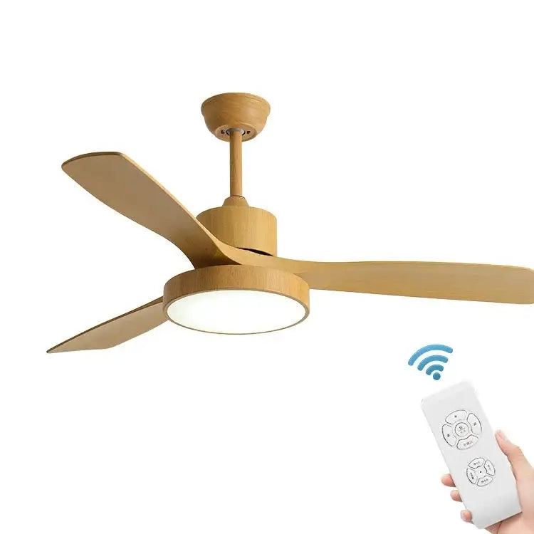 Modern white and black ceiling fan with blade copper motor and integrated led light for bedroom use with remote control