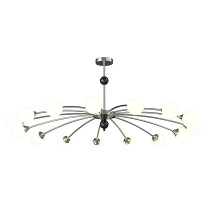 Modern white and black decorbites cream wind chandelier with chrome and frosted glass globes for living room lighting