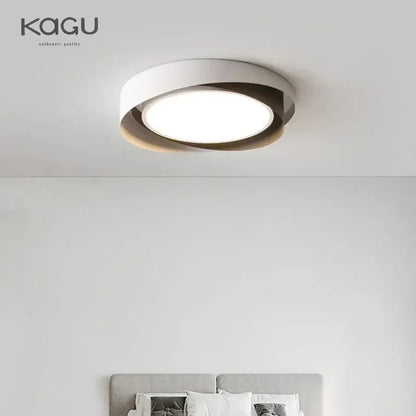 Modern white and bronze circular decorbites dimmable led chandelier with sleek layered design for living room lighting