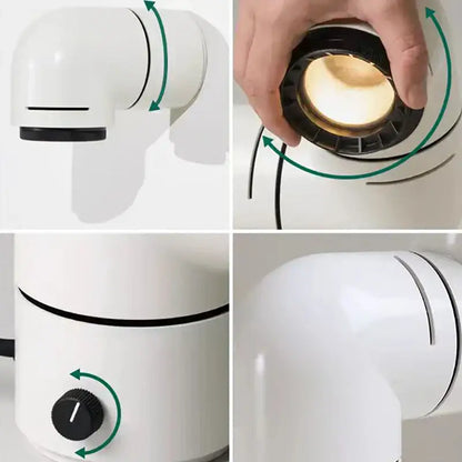 Modern white and black decorbites led wall light with glossy finish and black rotary knob for brightness control