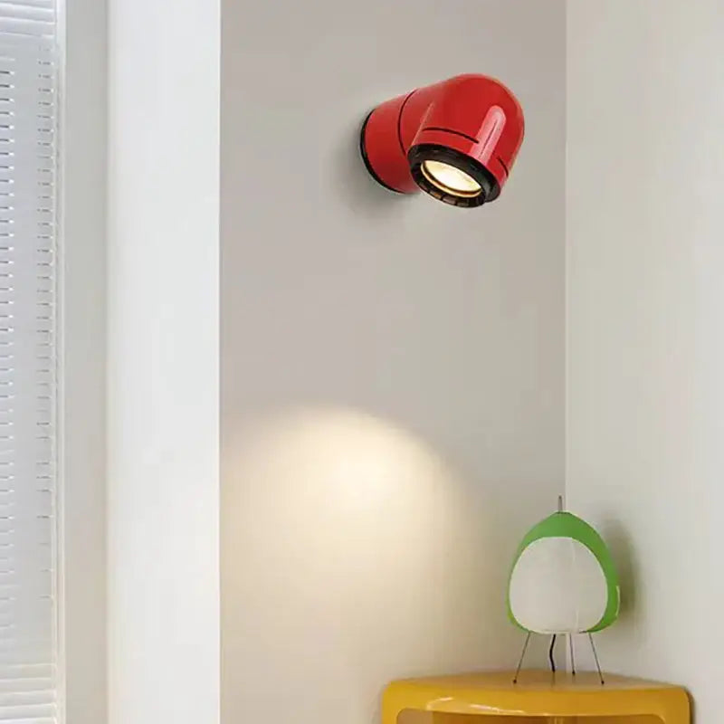 Modern white and black led wall light bedroom sconce with vibrant red glossy decorbites led wall spotlight and adjustable head
