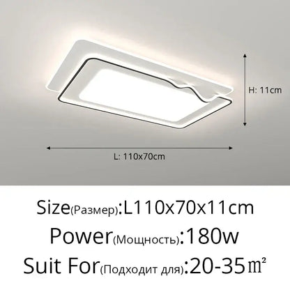 Modern white and black rectangular led living chandelier lights with sleek minimalist design for dining room ceiling lamp