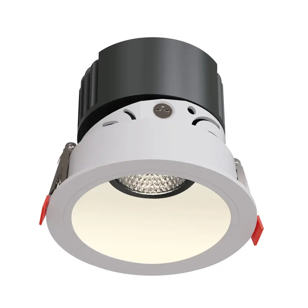 Modern white and black recessed downlight spotlights with led bulb array emitting warm illumination for living room decorbites 12w