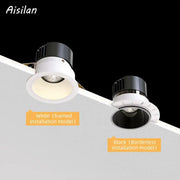Aisilan modern white and black recessed downlight spotlights with led design for living room decorbites 12w