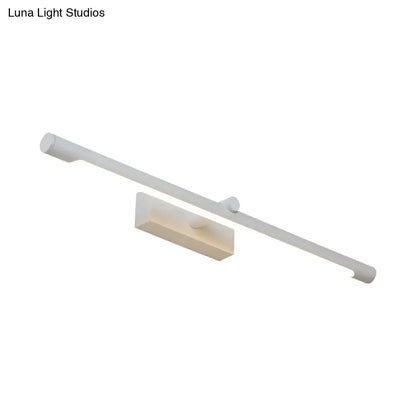 Modern white and black tube vanity lighting wall sconce with minimalist rectangular design and frosted glass diffuser