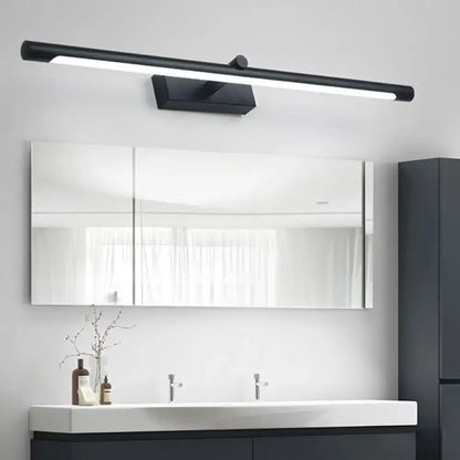 Black minimalist led tube vanity lighting with sleek rectangular design and modern matte finish for bathroom wall sconce