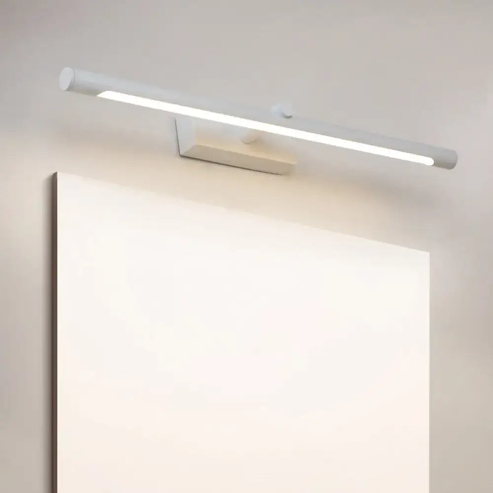 Modern white and black tube vanity lighting with sleek led design mounted above bathroom mirror for vanity lighting