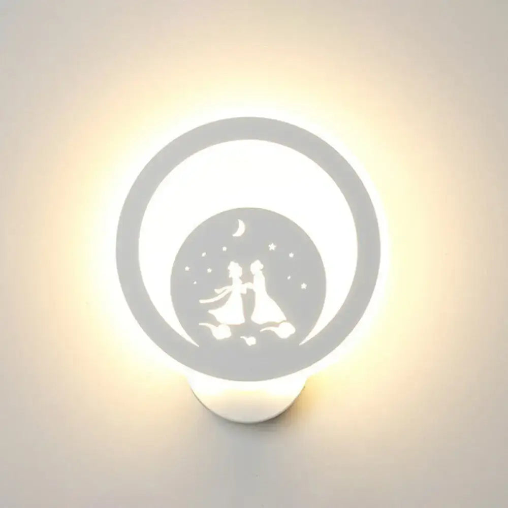 Modern white cartoon dog led wall light fixture 110v-120v with frosted finish and cutout design for bedroom use