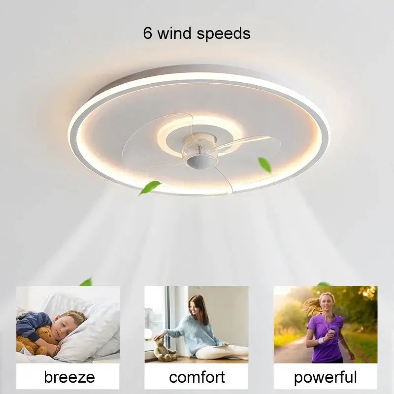 Modern white ceiling fan with led light and three transparent blades ideal for bedroom decorbites ceiling fan design