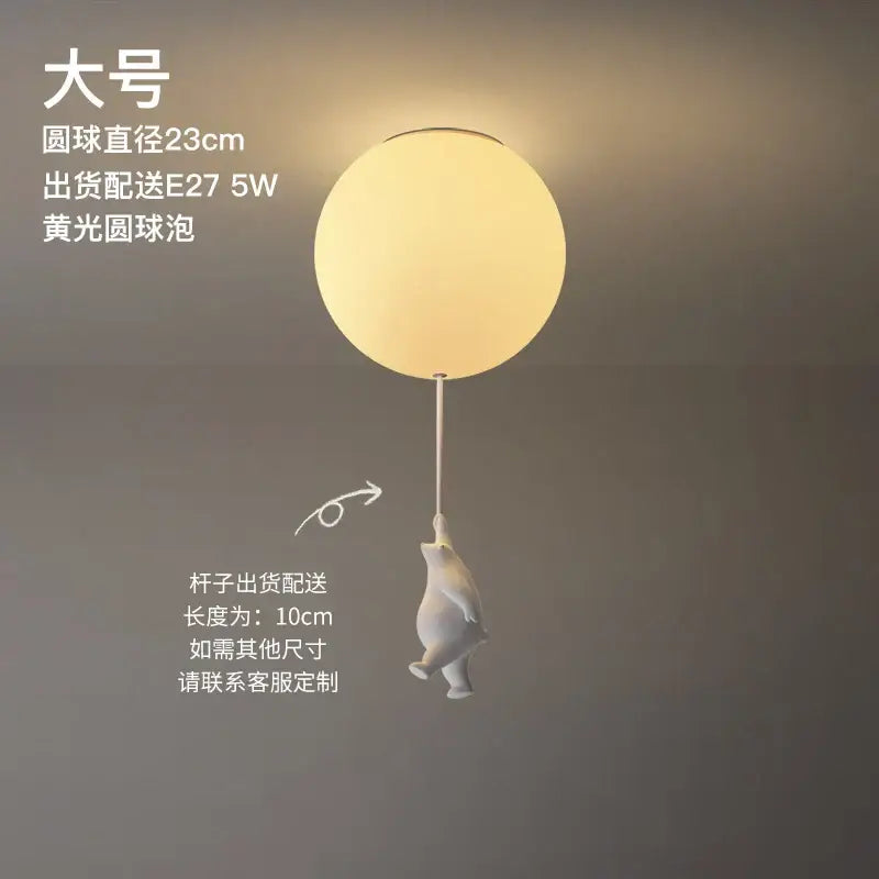 Modern white ceramic bear led ceiling light with warm yellow globe for kids bedroom ceiling light fixture