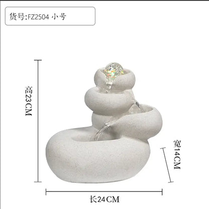 White textured resin circulating water fountain with clear crystal orb for modern living room decorbites water fountain