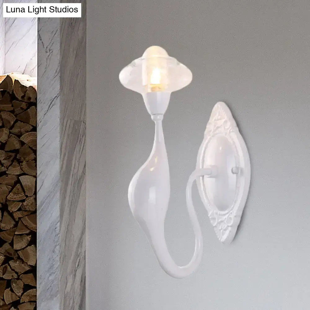 Modern white ceramic cloud sconce light with clear glass oval and ornate backplate for 220v-240v 110v-120v use