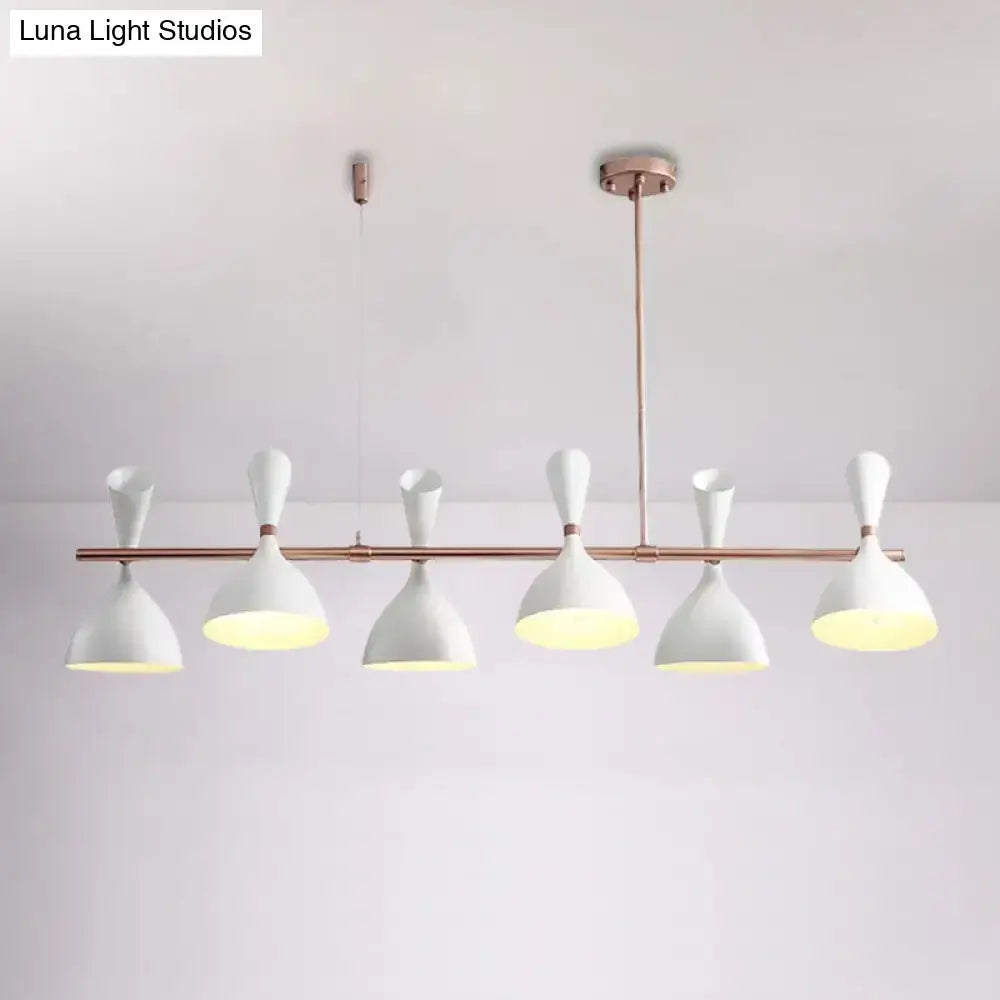 Modern white ceramic nordic hanging chandelier with metal horn shade and copper frame for dining room lighting
