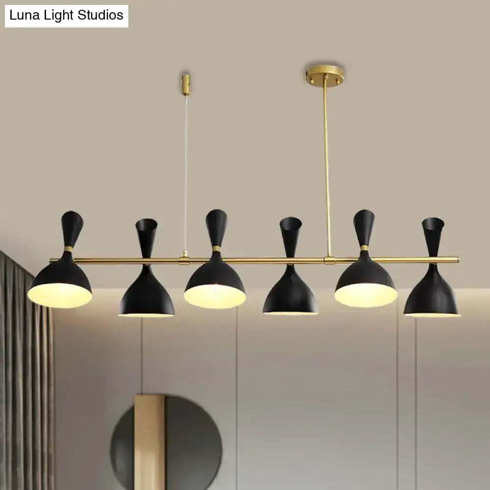 Decorbites™ nordic hanging chandelier with black metal horn shade and gold bar for dining room lighting