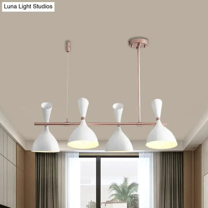 Modern white ceramic nordic hanging chandelier with metal horn shade and rose gold accents for dining room lighting