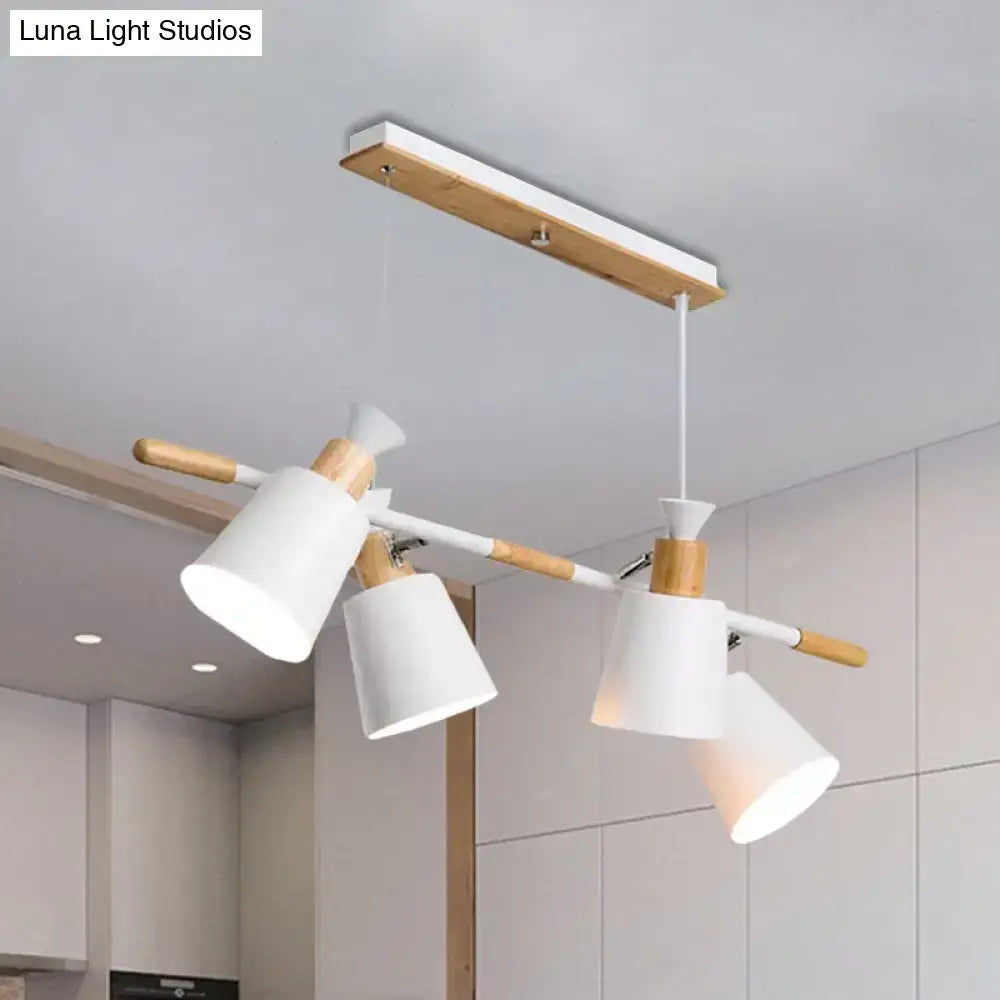 Modern minimalist decorBites™ nordic island light with tapered shade in green grey white wood and metal for kitchen dining room e26 e27