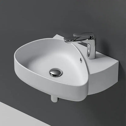 Modern white ceramic wall mounted wash basin bathroom sink with a sleek chrome faucet for stylish ceramic wall decorbites