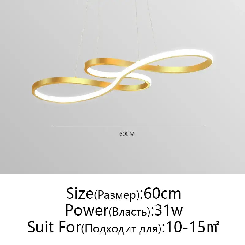 Modern gold and white infinity-shaped decorbites circle led chandelier for stylish living room lighting decorbites circle led