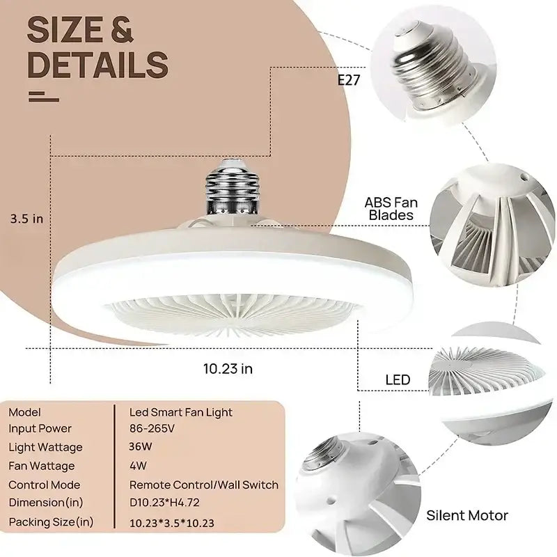 Modern white circular ceiling fan with light featuring abs blades and silent motor for bedroom by decorbites ceiling fan