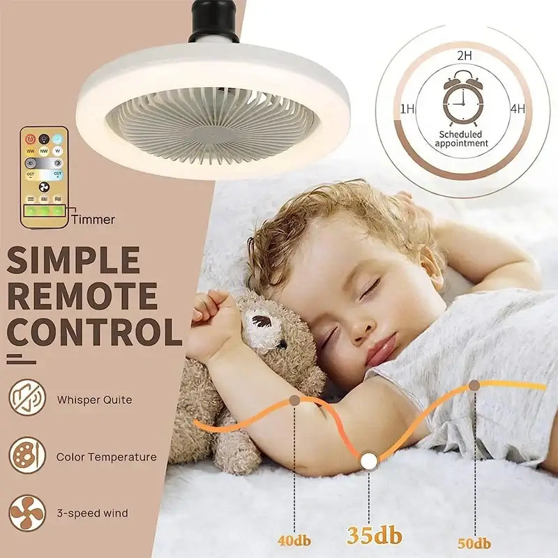 Modern white circular decorbites ceiling fan with integrated led lighting and remote control for bedroom use