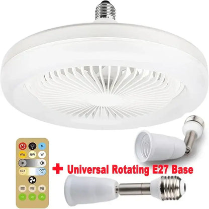 Modern white circular ceiling fan with remote control featuring integrated led bulb and adjustable airflow vents by decorbites ceiling fan