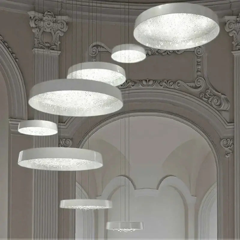 Modern white clear crystal pendant light with decorbites clear crystal embellishments for living room decor