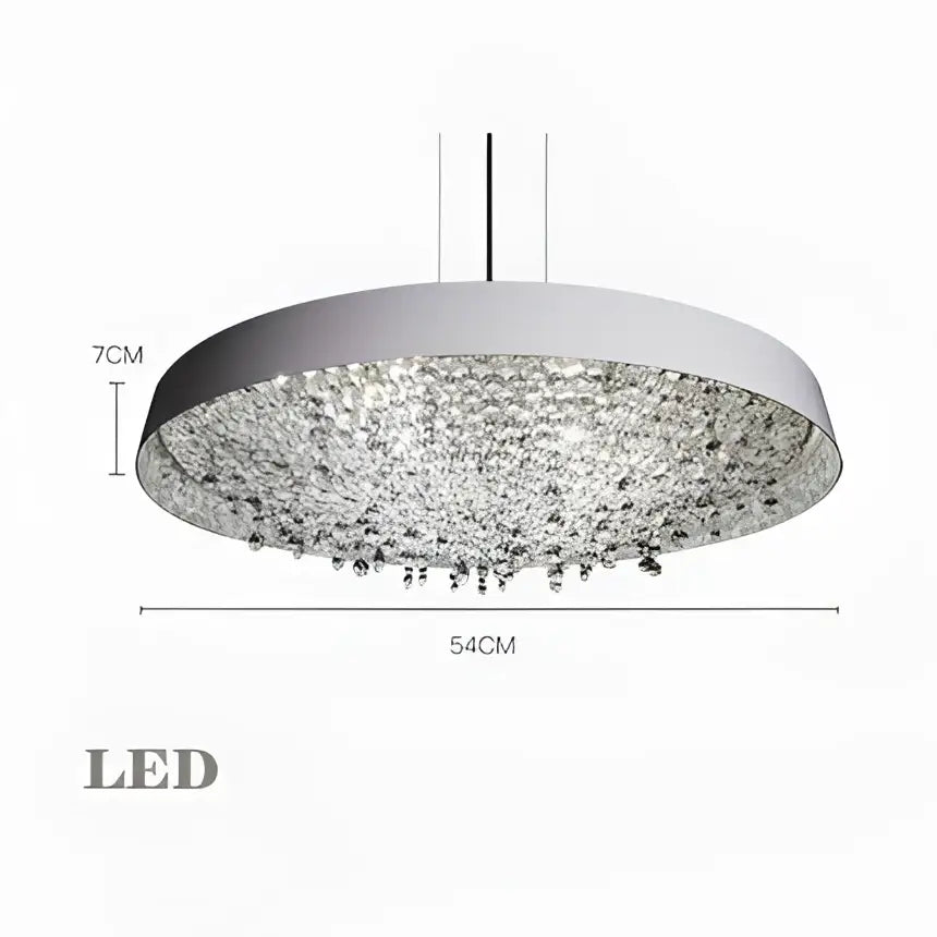 Modern silver circular pendant light with decorbites clear crystal droplets for living room clear crystal pendant light
