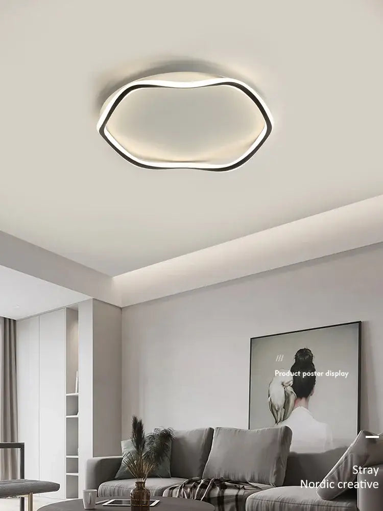 Modern white cloud led ceiling lamp with black frame and soft white light for minimalist bedroom ceiling lamp