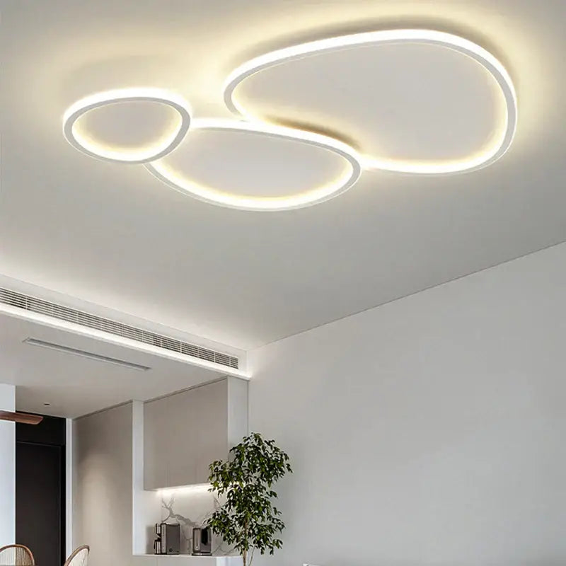 Modern white decorbites cobblestone led ceiling lights with sleek interconnected circular design for living room decor