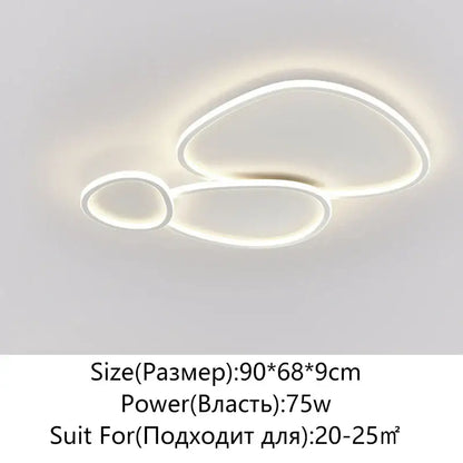 Modern white decorbites cobblestone led ceiling light with three interconnected oval rings for living room decor