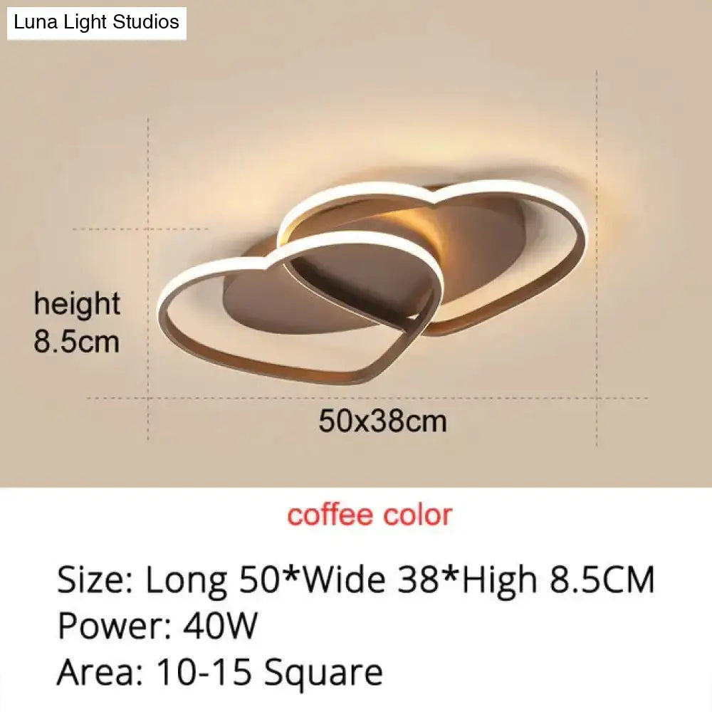 Modern white coffee pendant light with intertwined heart design ideal for bedroom lighting decor