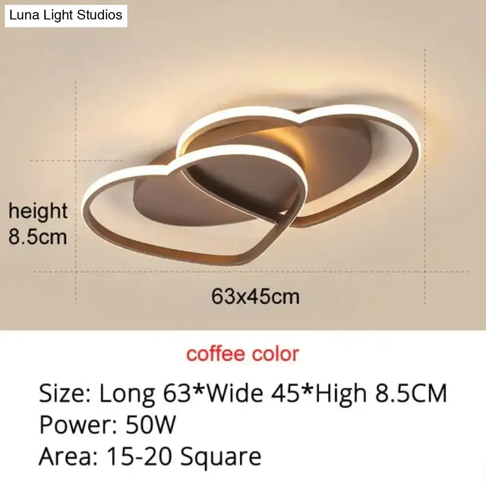 Modern white coffee pendant light with intertwined heart design ideal for bedroom lighting fixtures