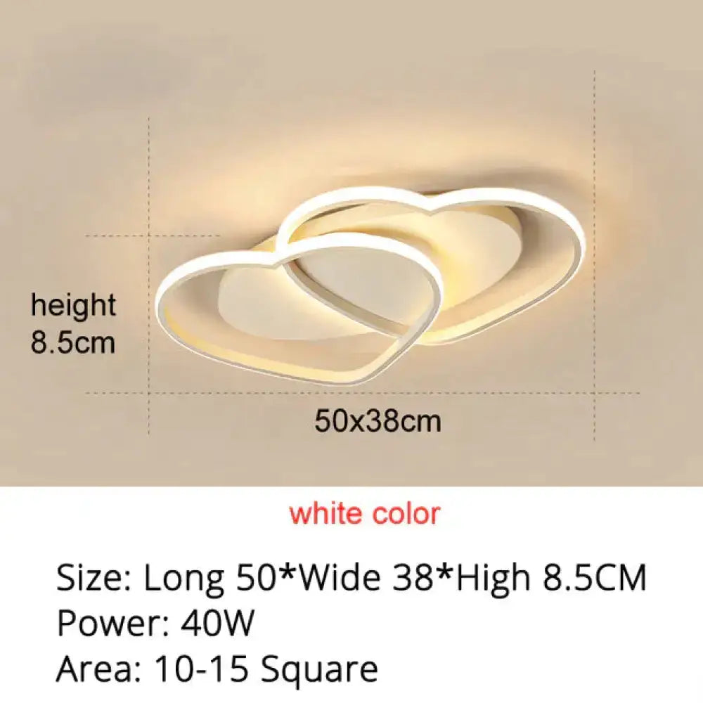 Modern white coffee pendant light with intertwined heart design ideal for bedroom ceiling lighting