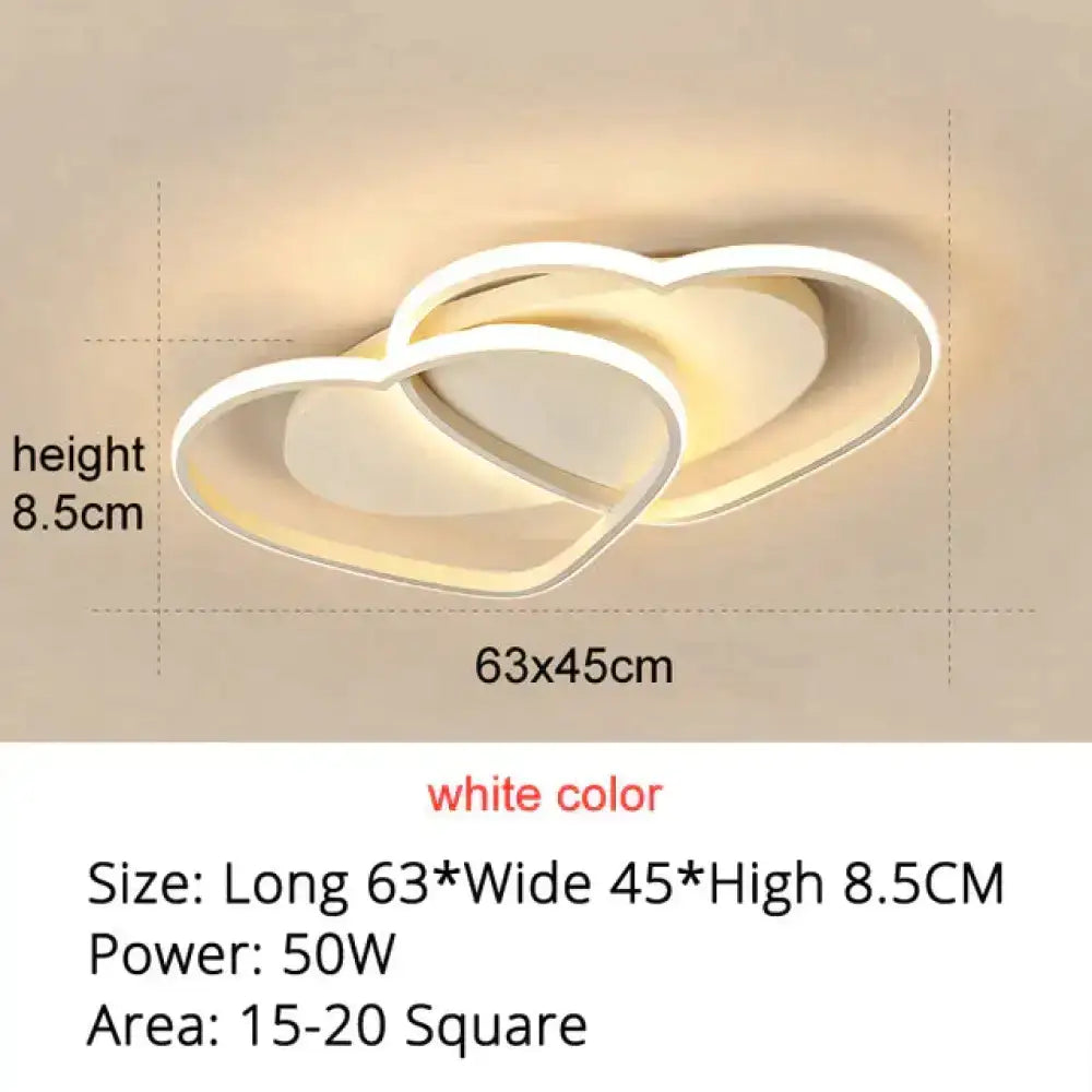Modern white coffee pendant light with intertwined heart design ideal for bedroom ceiling lighting