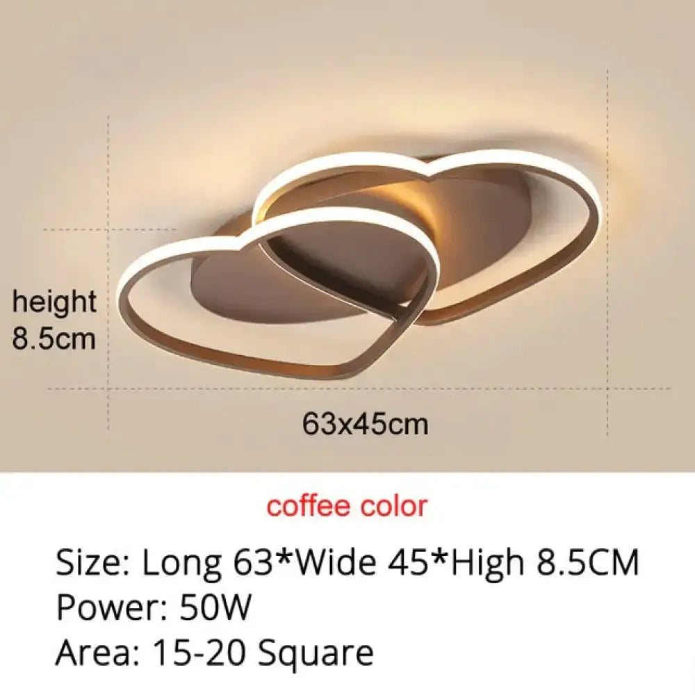Modern white coffee pendant light with intertwined heart led design ideal for bedroom lighting