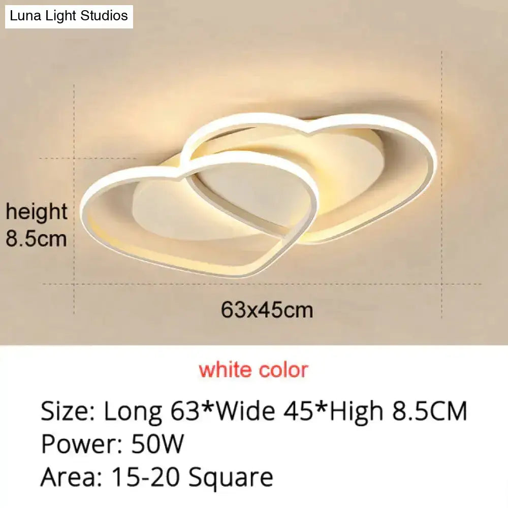 White coffee pendant light with modern intertwined heart design ideal for bedroom ceiling lighting fixture