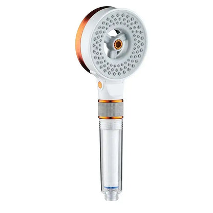 Modern white and copper decorbites dual sided high pressure handheld showerhead with multiple nozzles and water filter housing