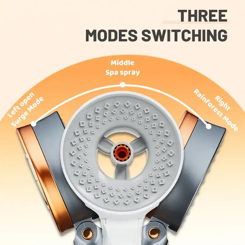 Modern white and copper decorbites dual sided high pressure showerhead gray circular with three spray modes