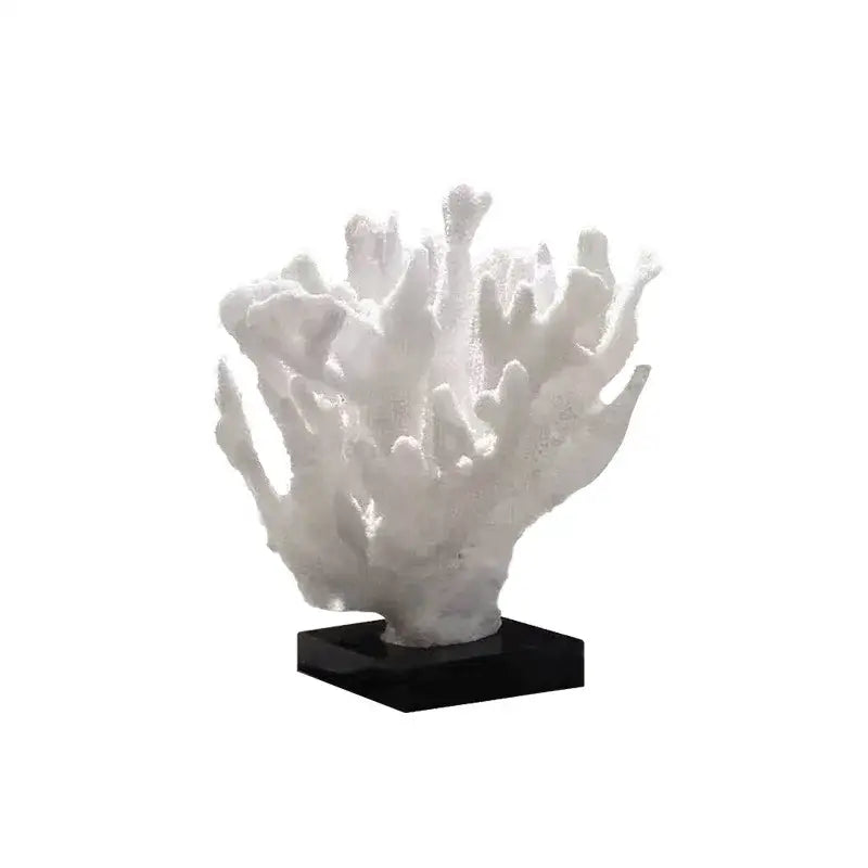 Modern white coral tree resin sculpture on black base for home decor featuring decorbites coral tree design