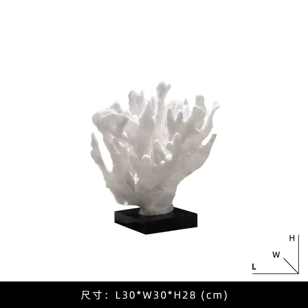 Modern white coral tree resin sculpture on black base for home decor featuring decorbites coral tree design