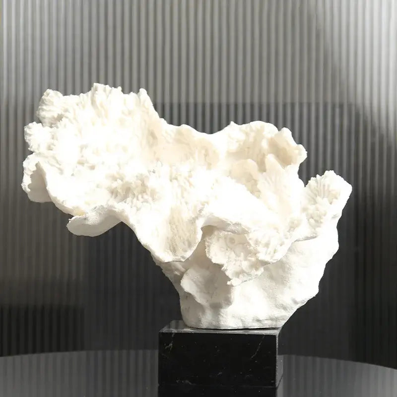 Modern white coral tree resin sculpture on black marble base for elegant home decor decorbites coral tree display